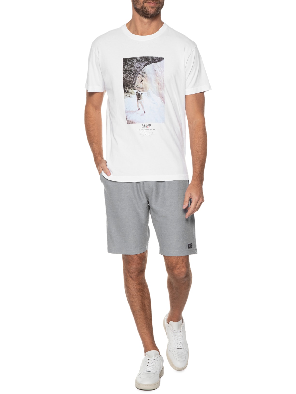 Camiseta Masculina Stone In The Snow Branco Osklen