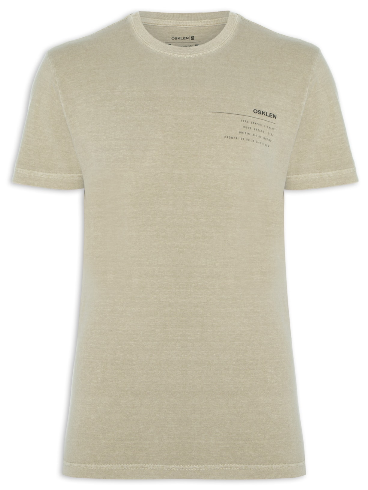 Camiseta Masculina Stone Info Label Manga Curta - Bege