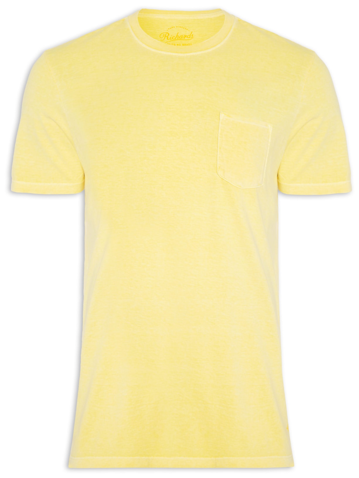 Camiseta Masculina Stone Lisa Com Bolso - Amarelo