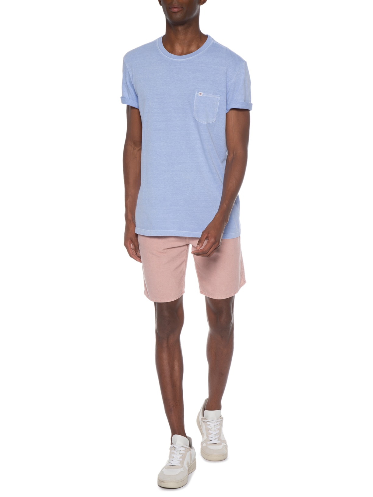 Camiseta Masculina Stone Lisa Com Bolso Azul Richards