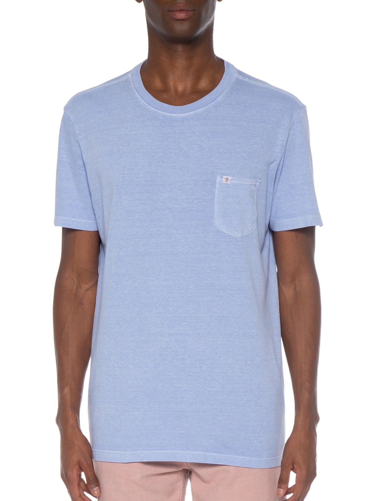 Camiseta Masculina Stone Lisa Com Bolso Azul Richards