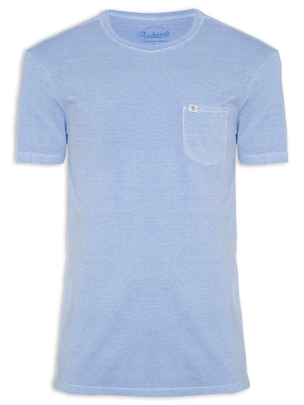 Camiseta Masculina Stone Lisa Com Bolso Azul Richards