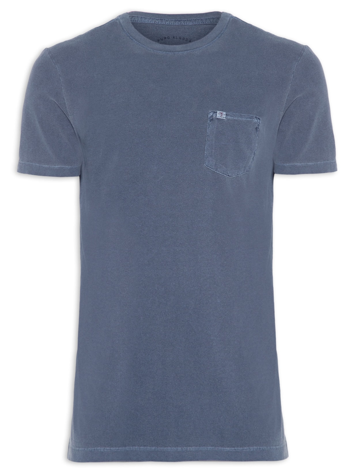 Camiseta Masculina Stone Lisa Com Bolso - Azul