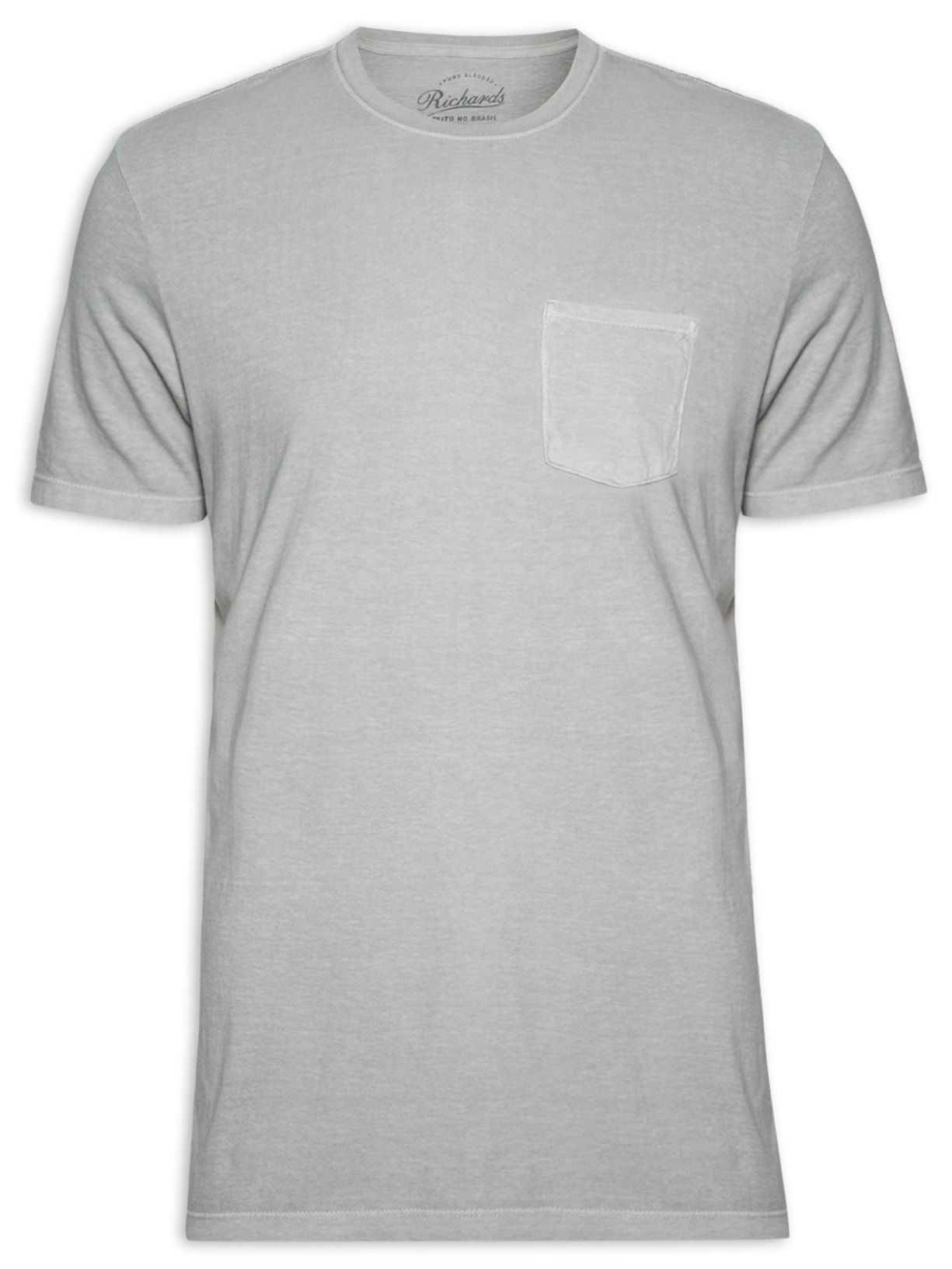 Camiseta Masculina Stone Lisa Com Bolso - Cinza