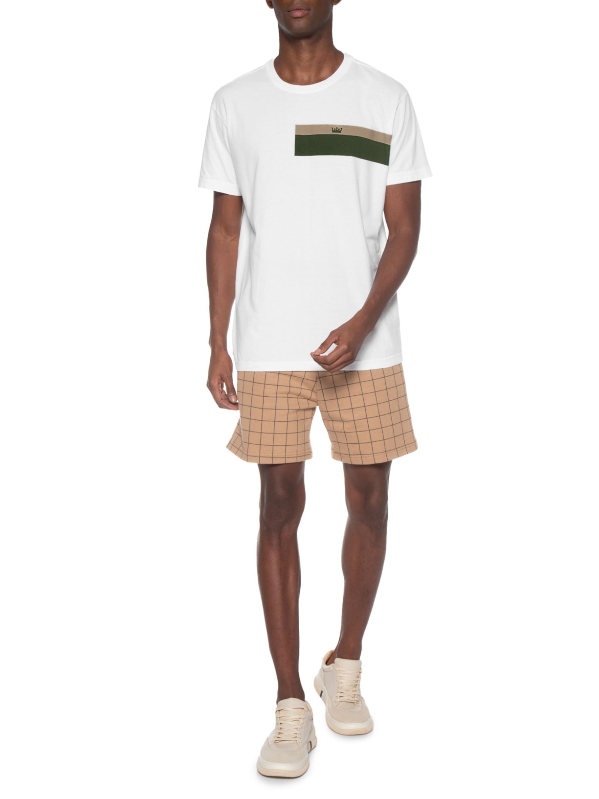 Camiseta Masculina Stone Listrado Black Sand Branco Osklen