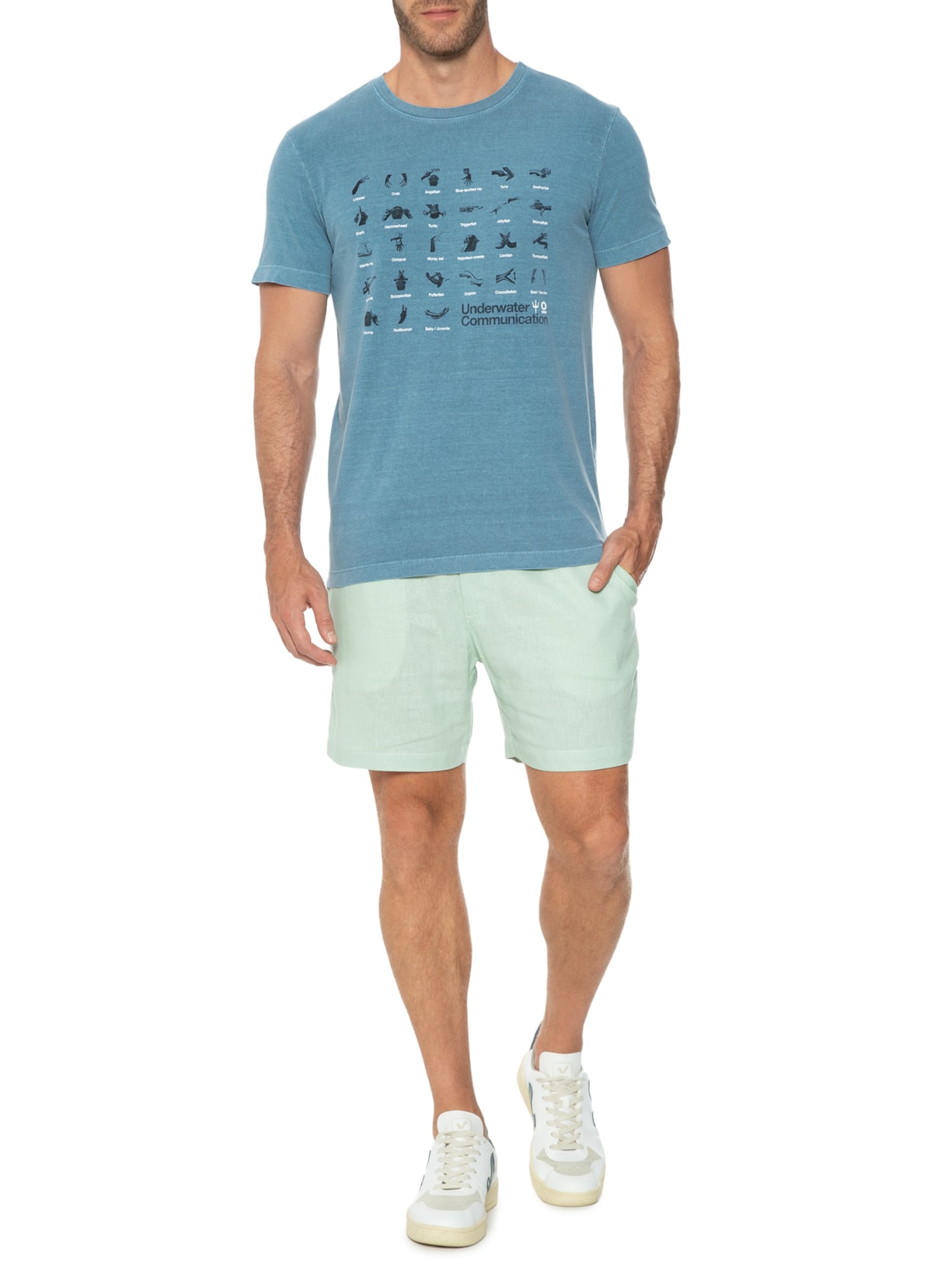 Camiseta Masculina Stone Marine Communication Azul Osklen