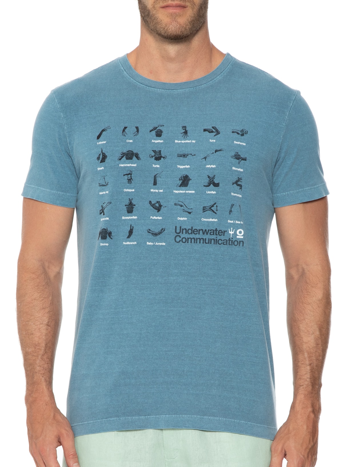 Camiseta Masculina Stone Marine Communication Azul Osklen