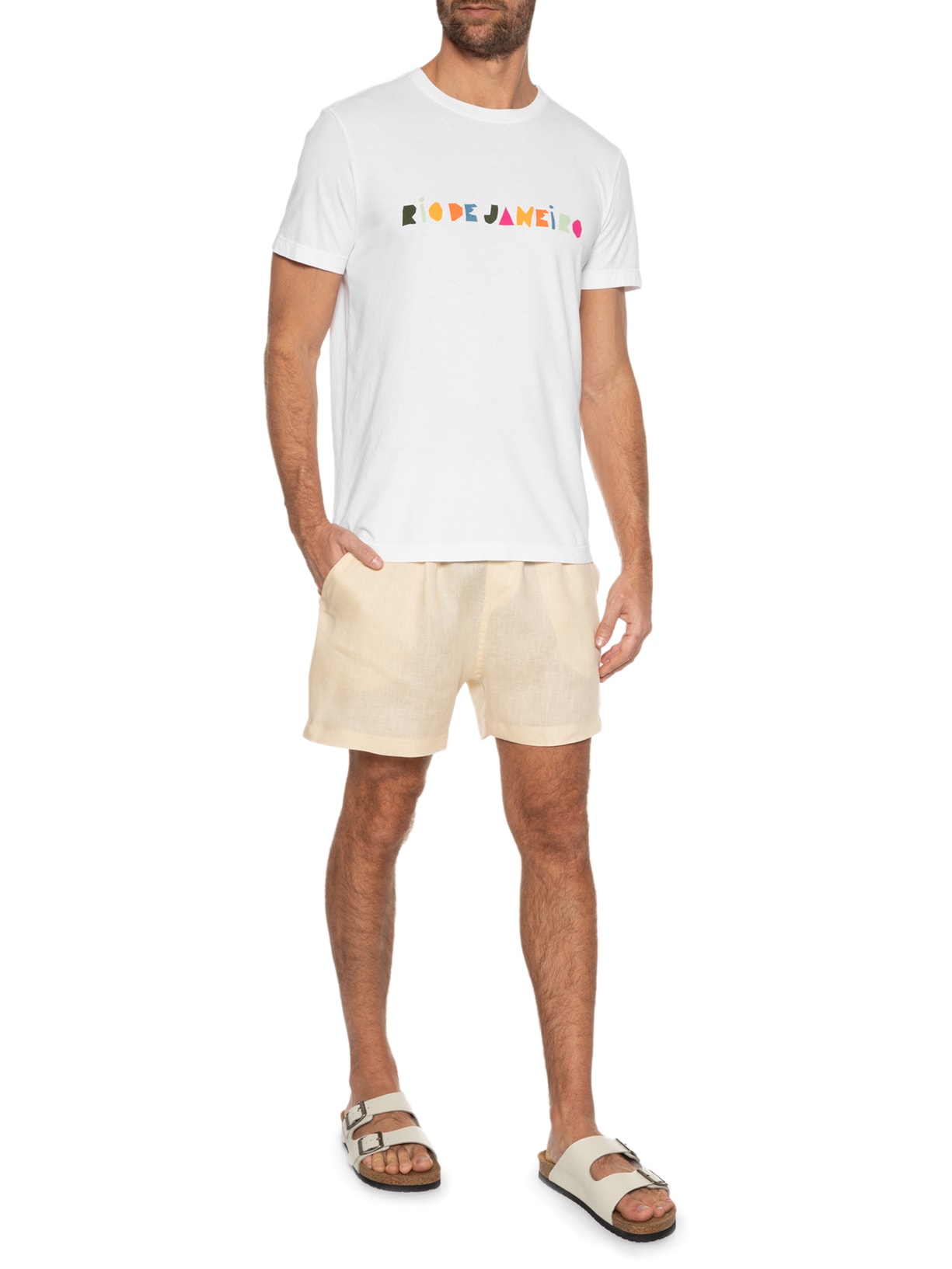 Camiseta Masculina Stone Rio De Janeiro Recorte Branco Osklen