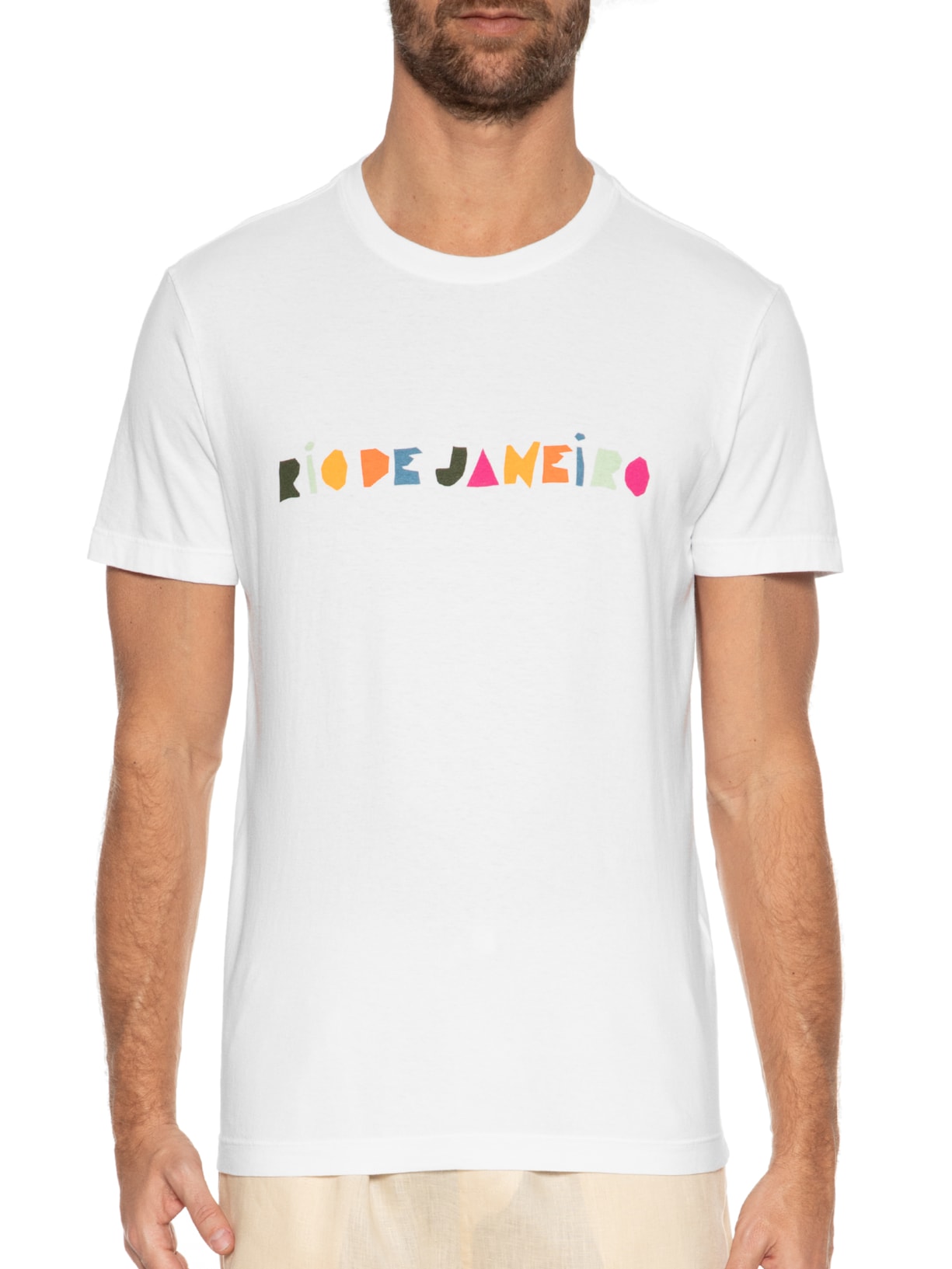 Camiseta Masculina Stone Rio De Janeiro Recorte Branco Osklen