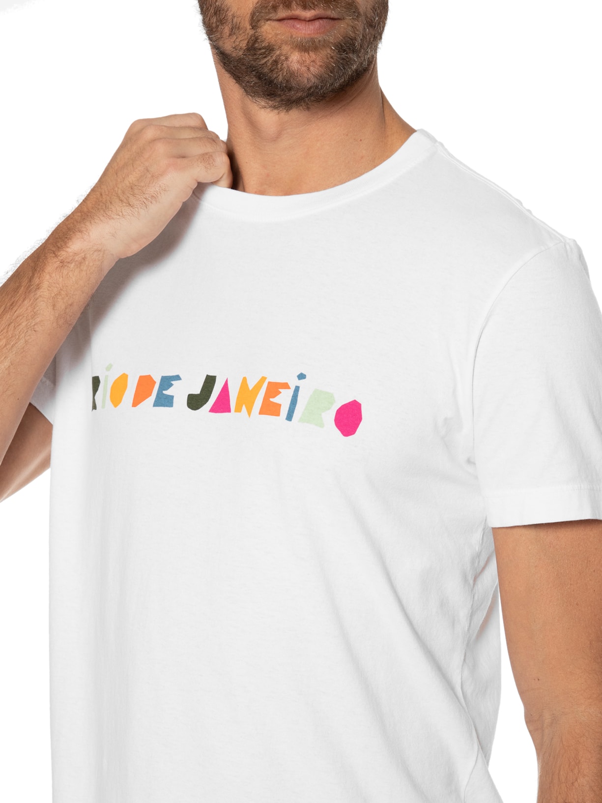 Camiseta Masculina Stone Rio De Janeiro Recorte Branco Osklen