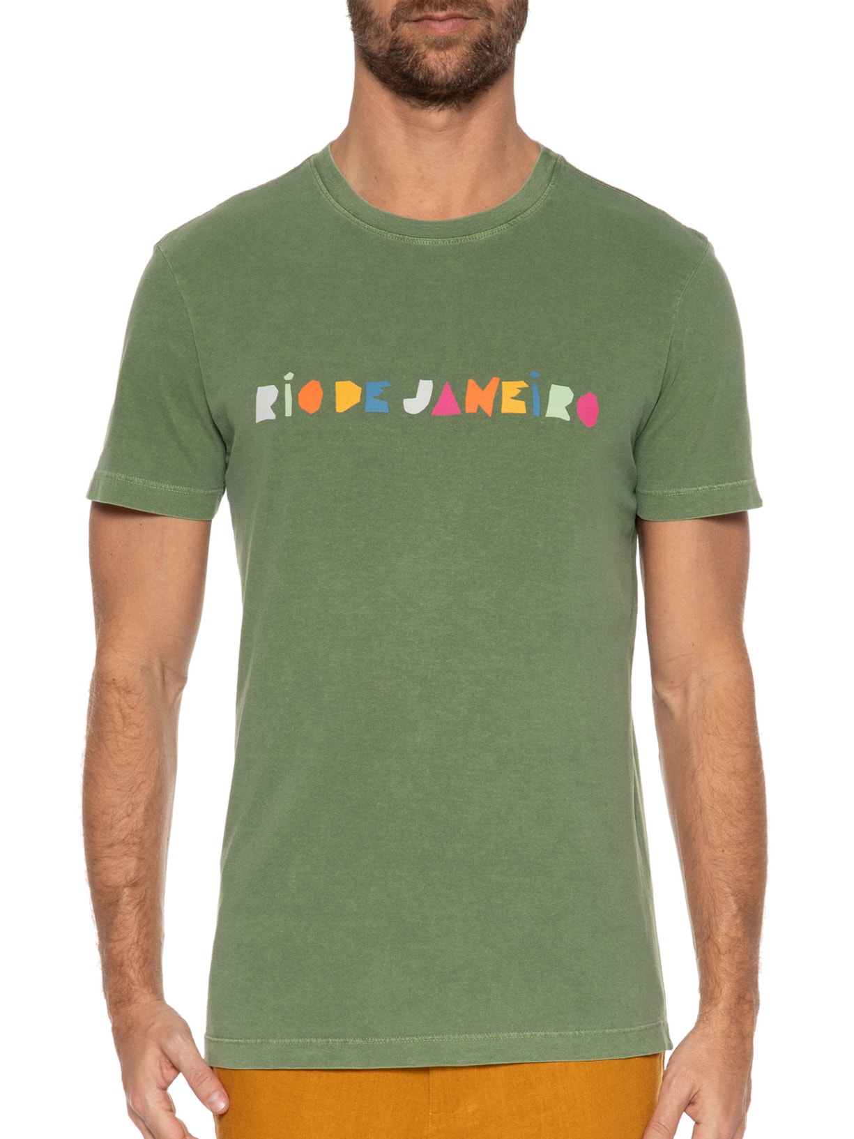 Camiseta Masculina Stone Rio De Janeiro Recorte Verde Osklen