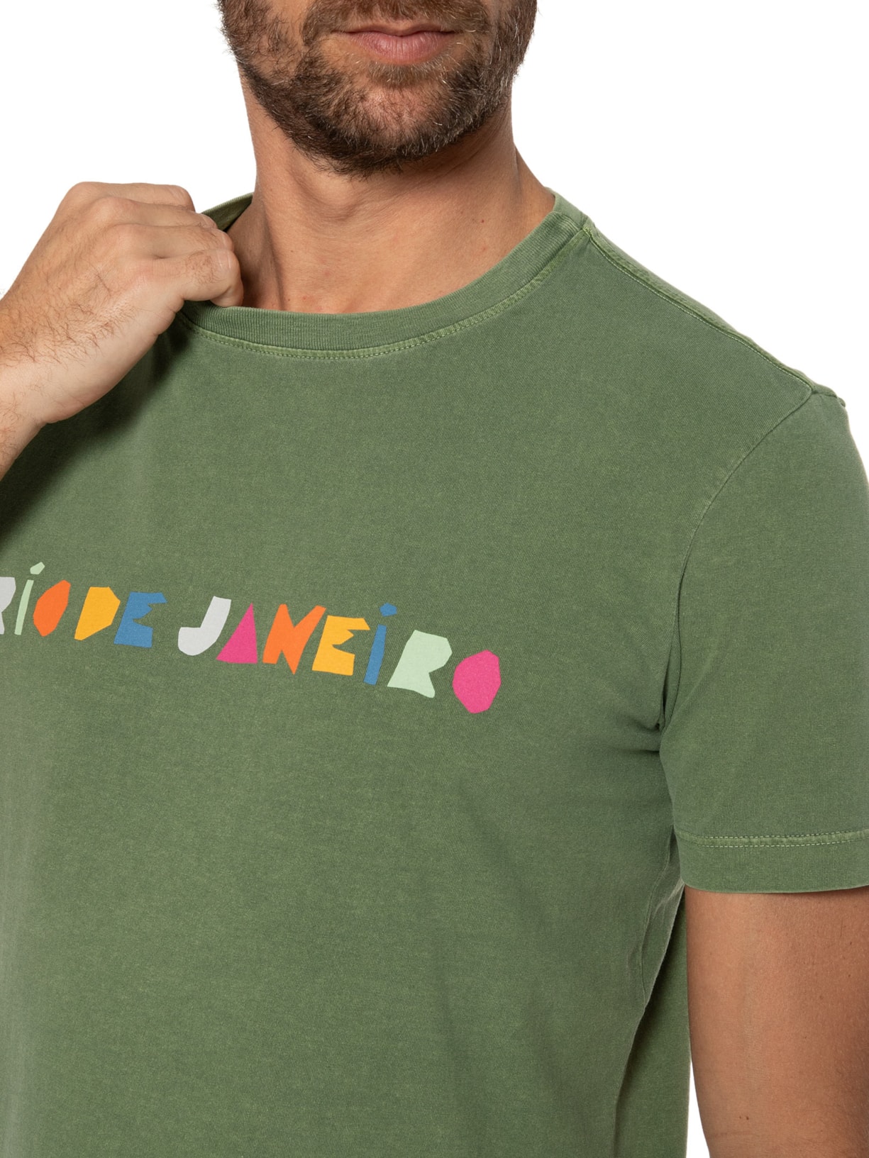 Camiseta Masculina Stone Rio De Janeiro Recorte Verde Osklen