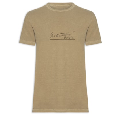 Camiseta Masculina Stone Rj Letter Manga Curta - Bege