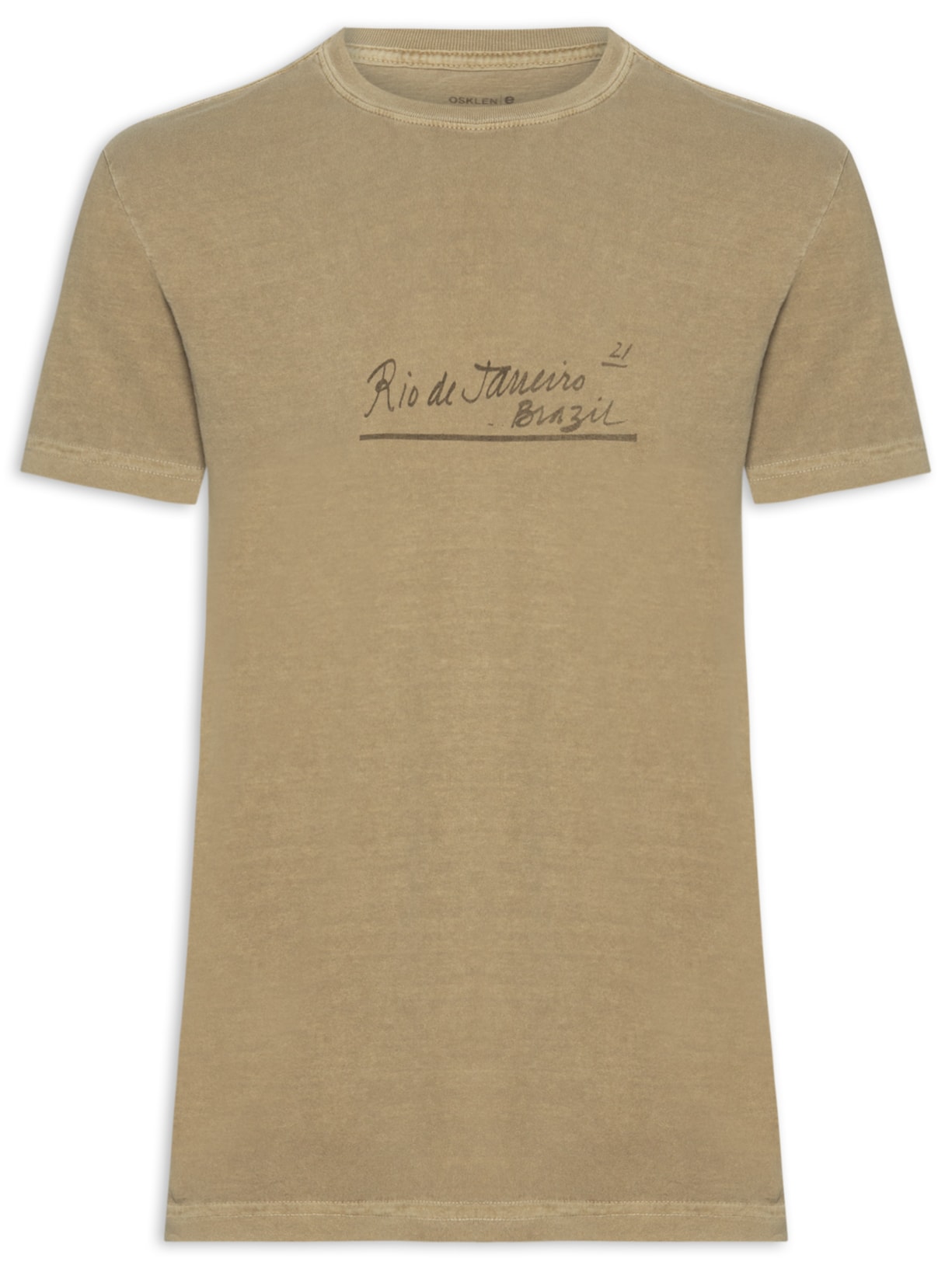 Camiseta Masculina Stone Rj Letter Manga Curta - Bege