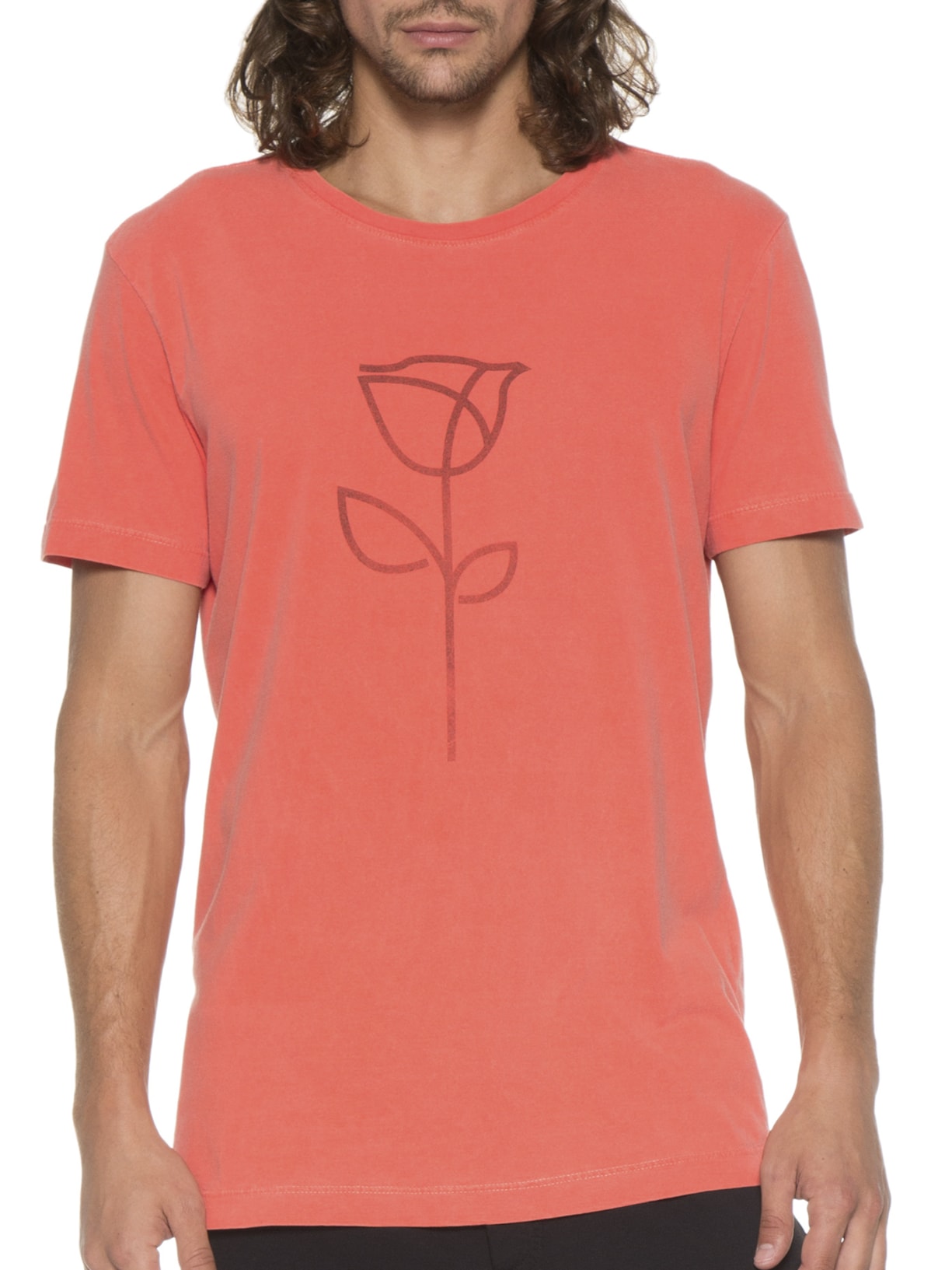 Camiseta Masculina Stone Rosa Traço Vermelho Osklen