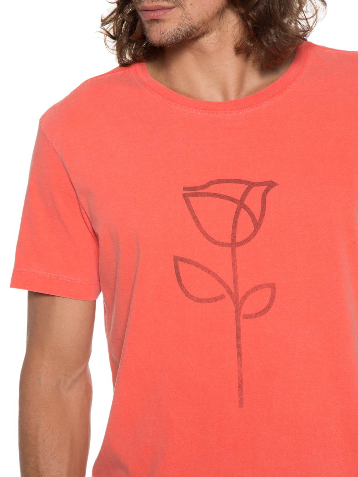 Camiseta Masculina Stone Rosa Traço Vermelho Osklen