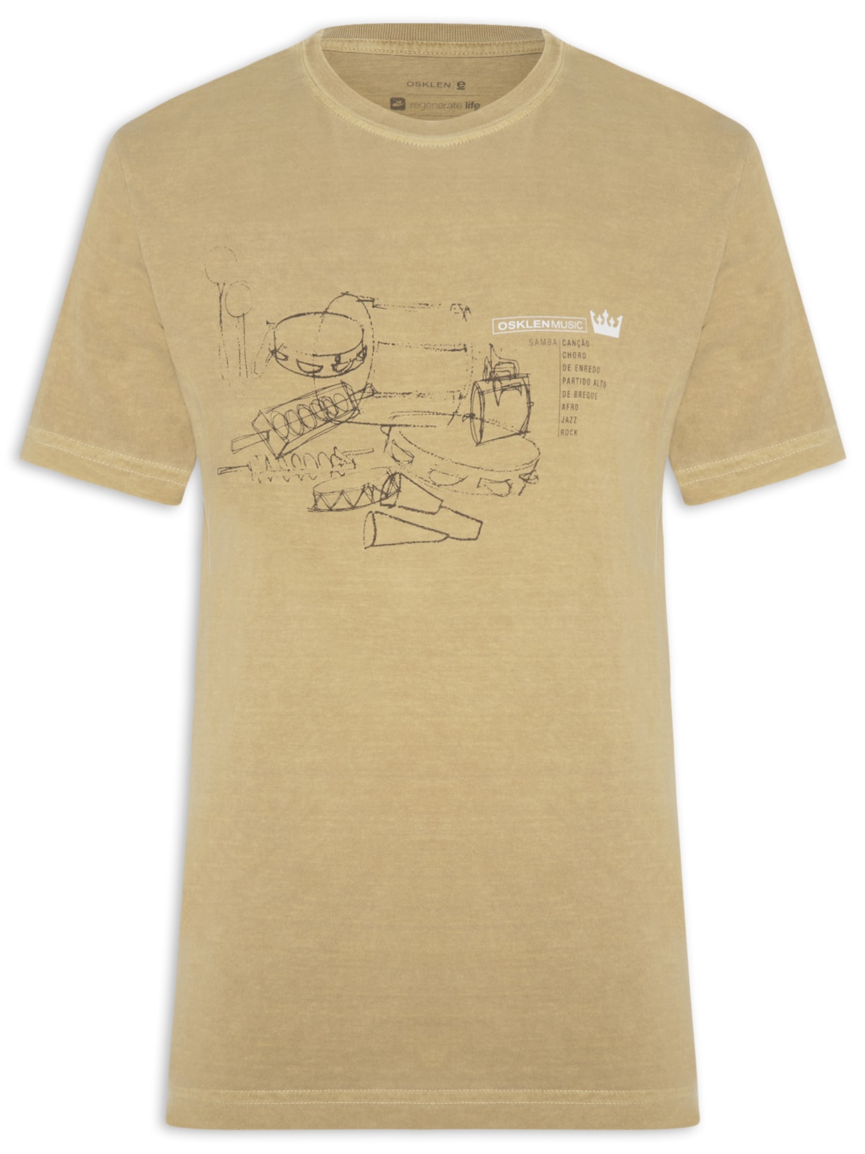 Camiseta Masculina Stone Samba Instruments - Bege