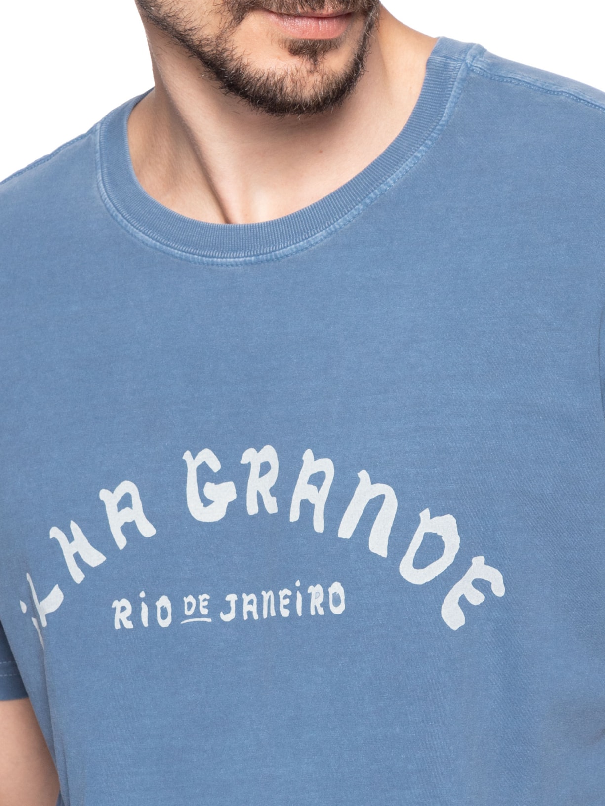 Camiseta Masculina Stone Souvenir Caiçara Ig Manga Curta Azul Osklen