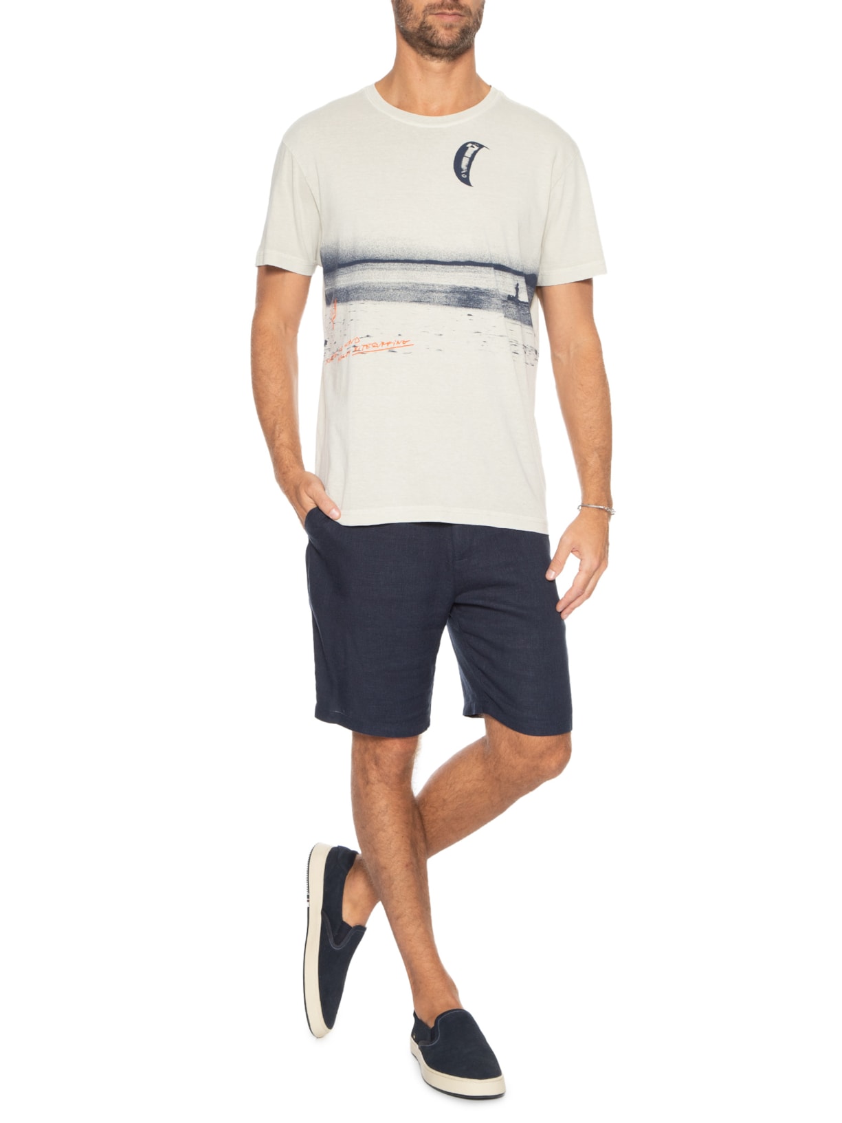 Camiseta Masculina Stone Surfing The Wind Bege Osklen