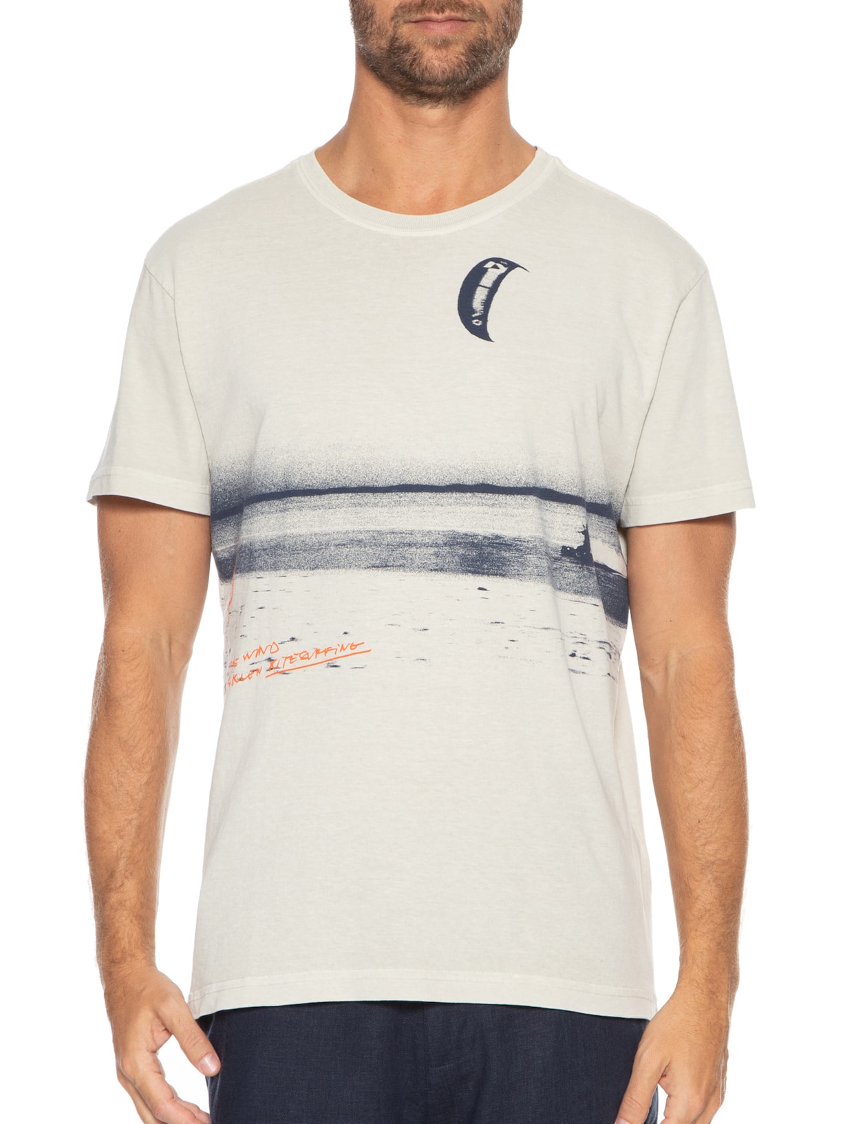 Camiseta Masculina Stone Surfing The Wind Bege Osklen