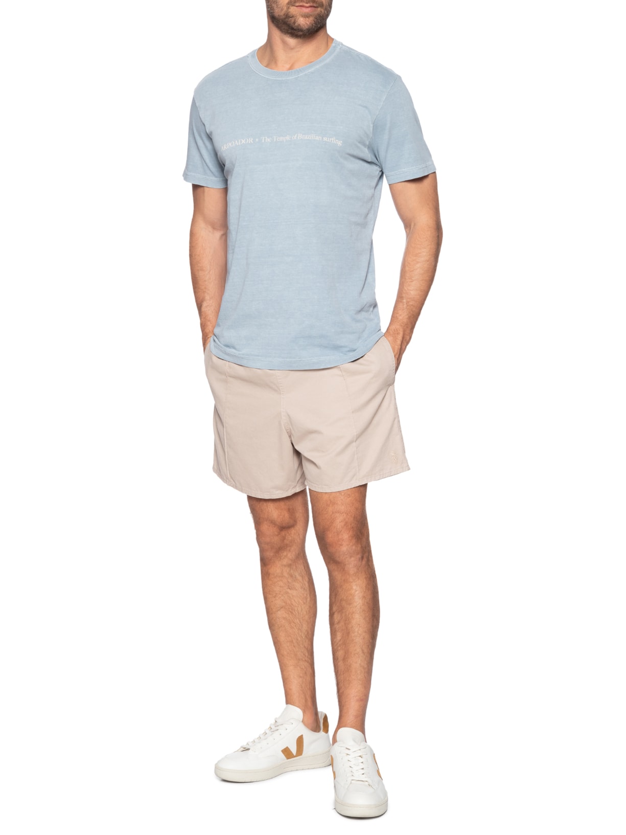 Camiseta Masculina Stone The Temple Manga Curta Azul Osklen