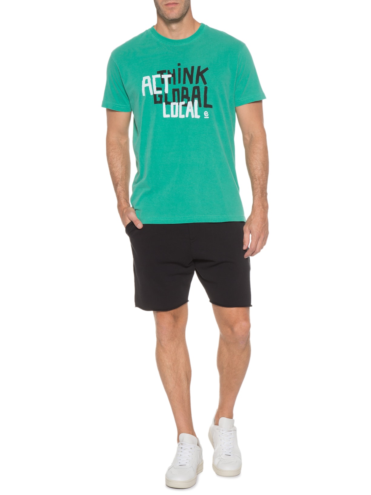 Camiseta Masculina Stone Think Global Verde Osklen