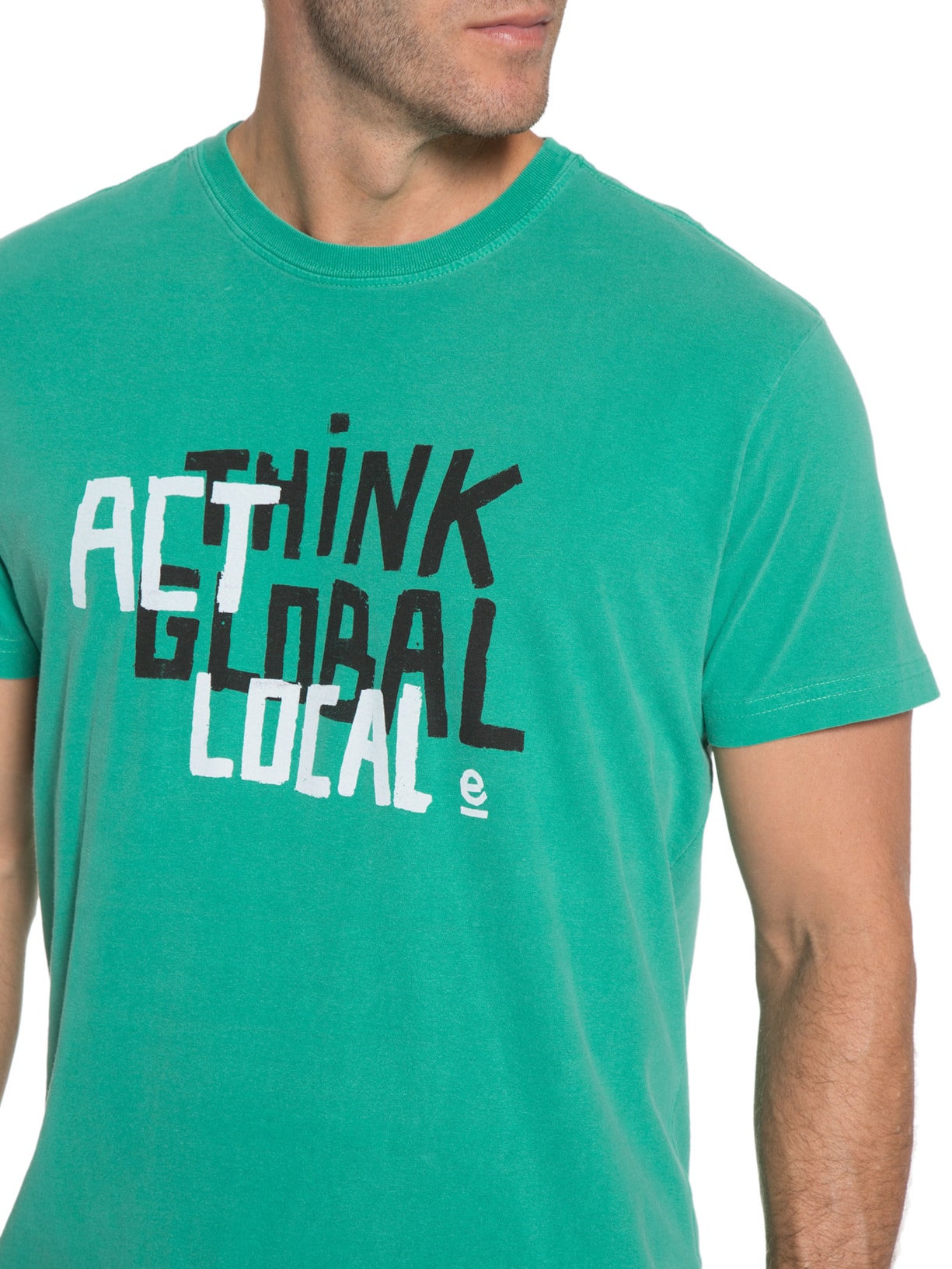 Camiseta Masculina Stone Think Global Verde Osklen