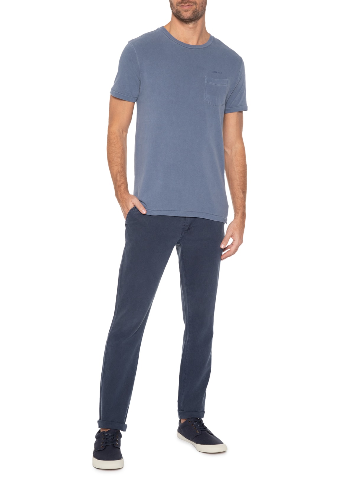 Camiseta Masculina Stone Tingimento Eco (pa) Azul Aramis