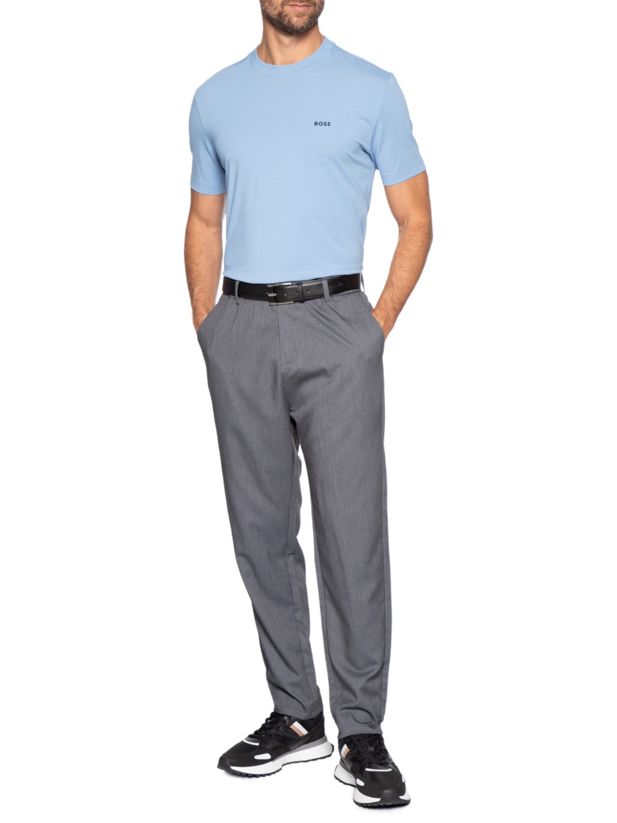 Camiseta Masculina Stretch Cotton Crew Neck Tee Azul Boss