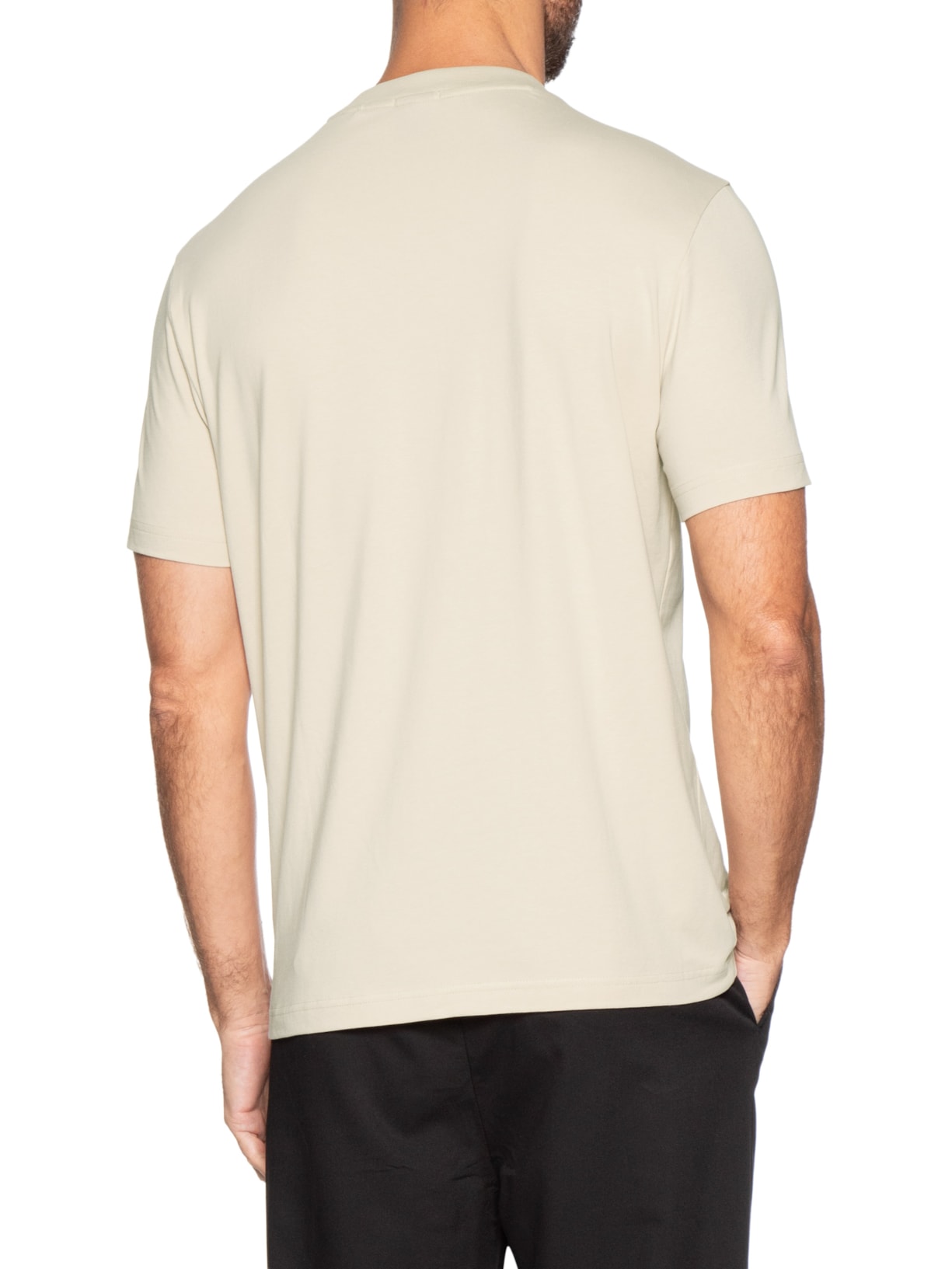 Camiseta Masculina Stretch Cotton Crew Neck Tee Bege Boss