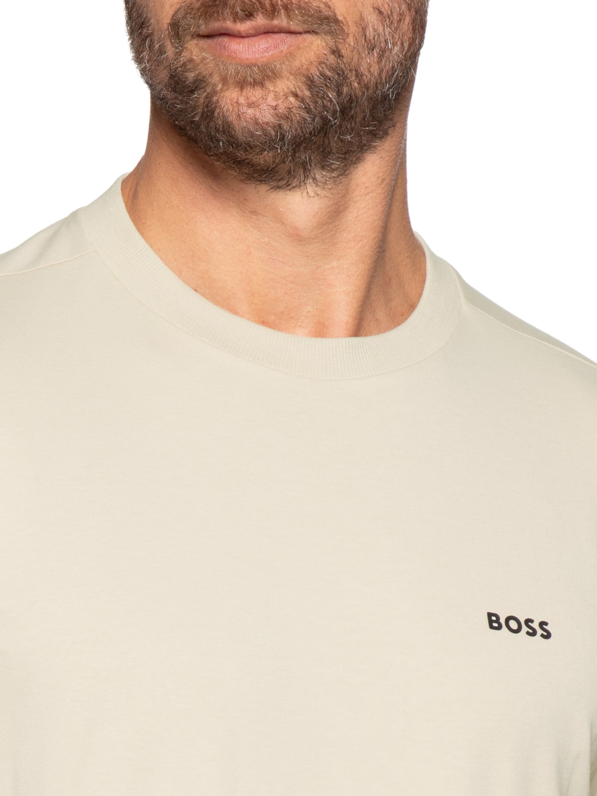 Camiseta Masculina Stretch Cotton Crew Neck Tee Bege Boss