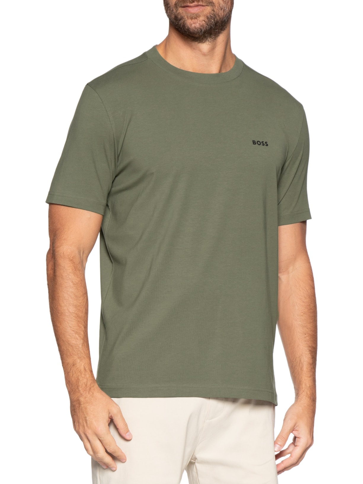 Camiseta Masculina Stretch Cotton Crew Neck Tee Verde Boss