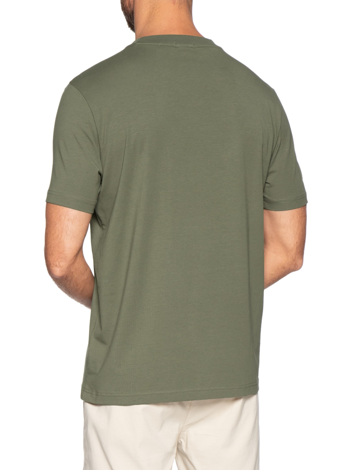 Camiseta Masculina Stretch Cotton Crew Neck Tee Verde Boss