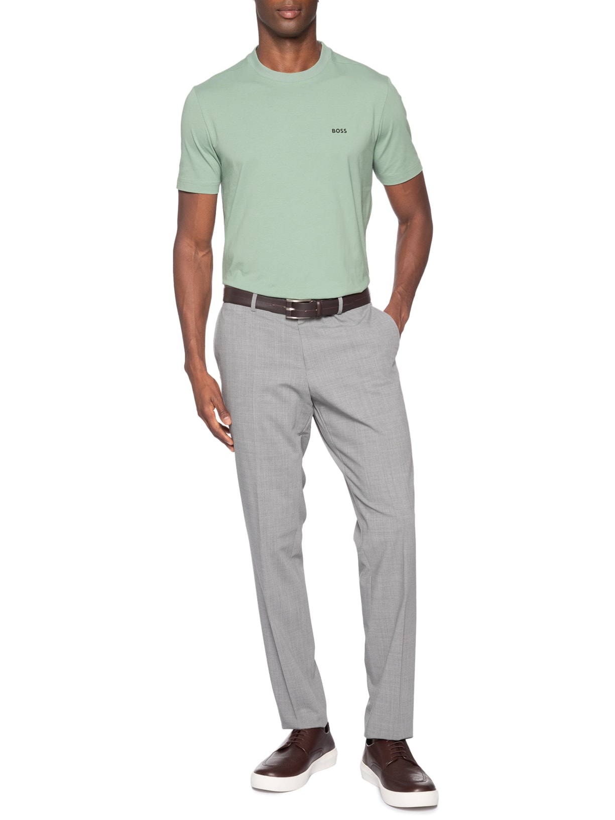 Camiseta Masculina Stretch Cotton Crew Neck Tee – Verde Boss