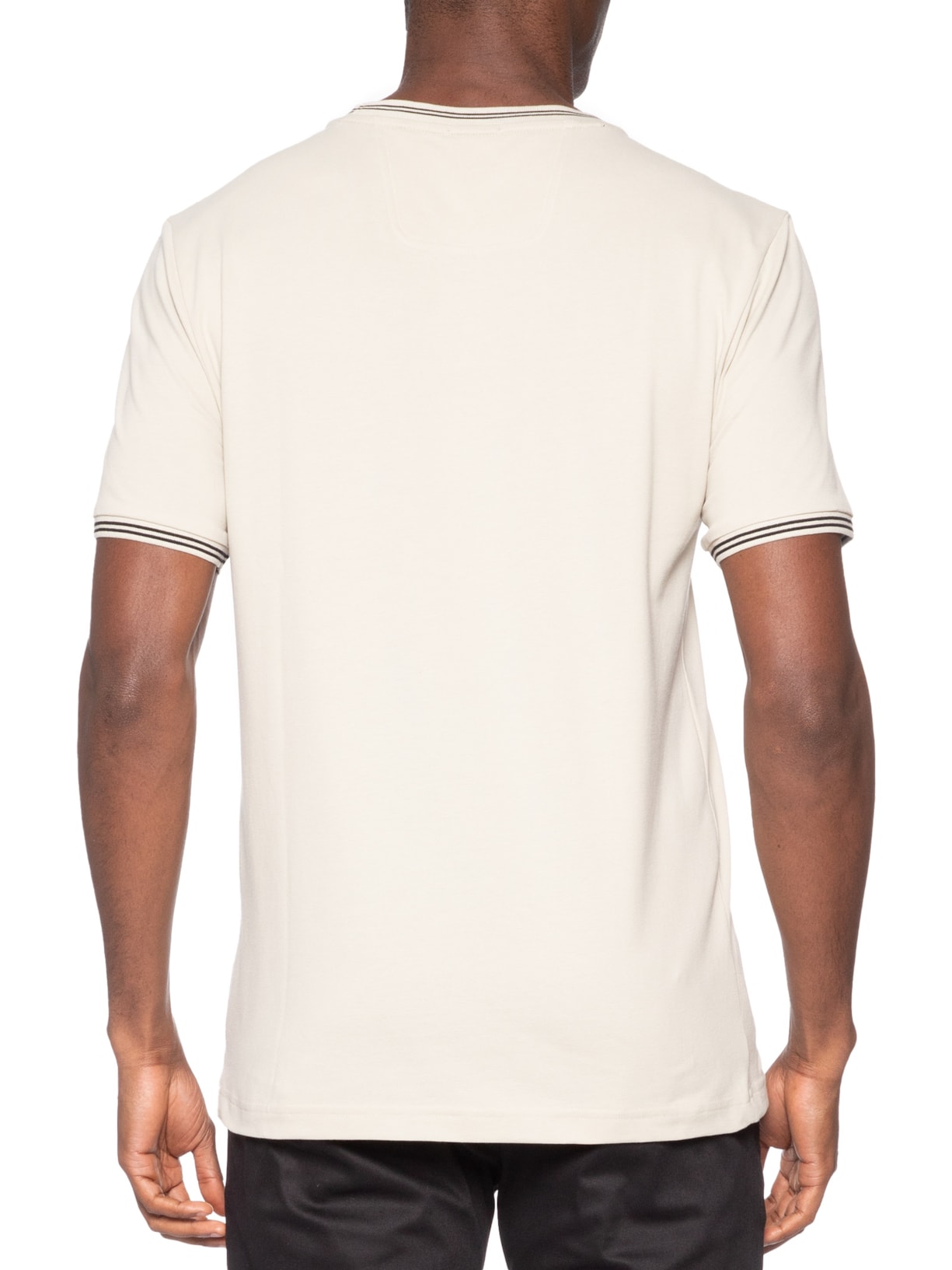 Camiseta Masculina Stretch Cotton Stripes Taul Bege Boss