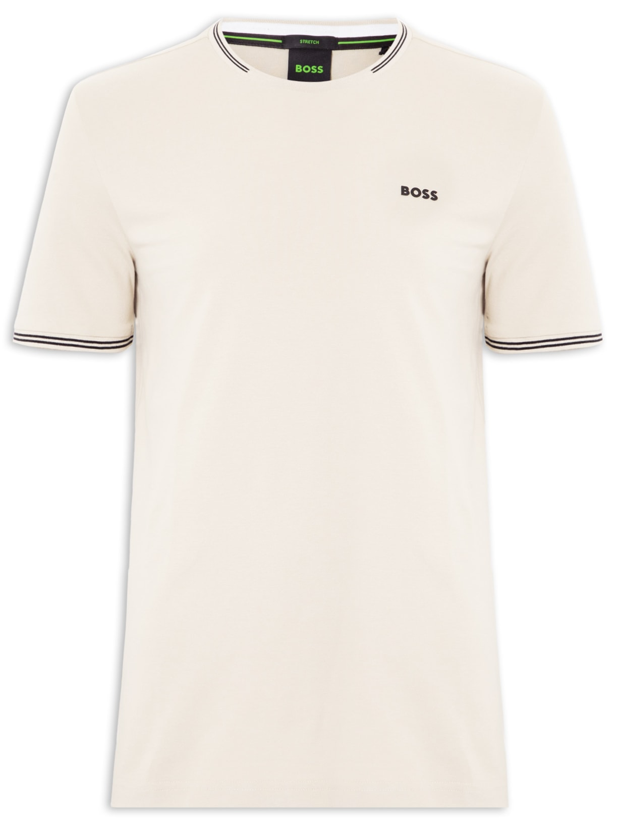 Camiseta Masculina Stretch Cotton Stripes Taul – Bege Boss