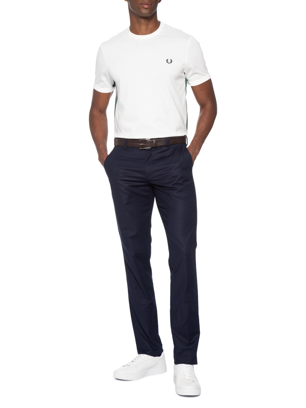 Camiseta Masculina Stripe Tape Branco Fred Perry