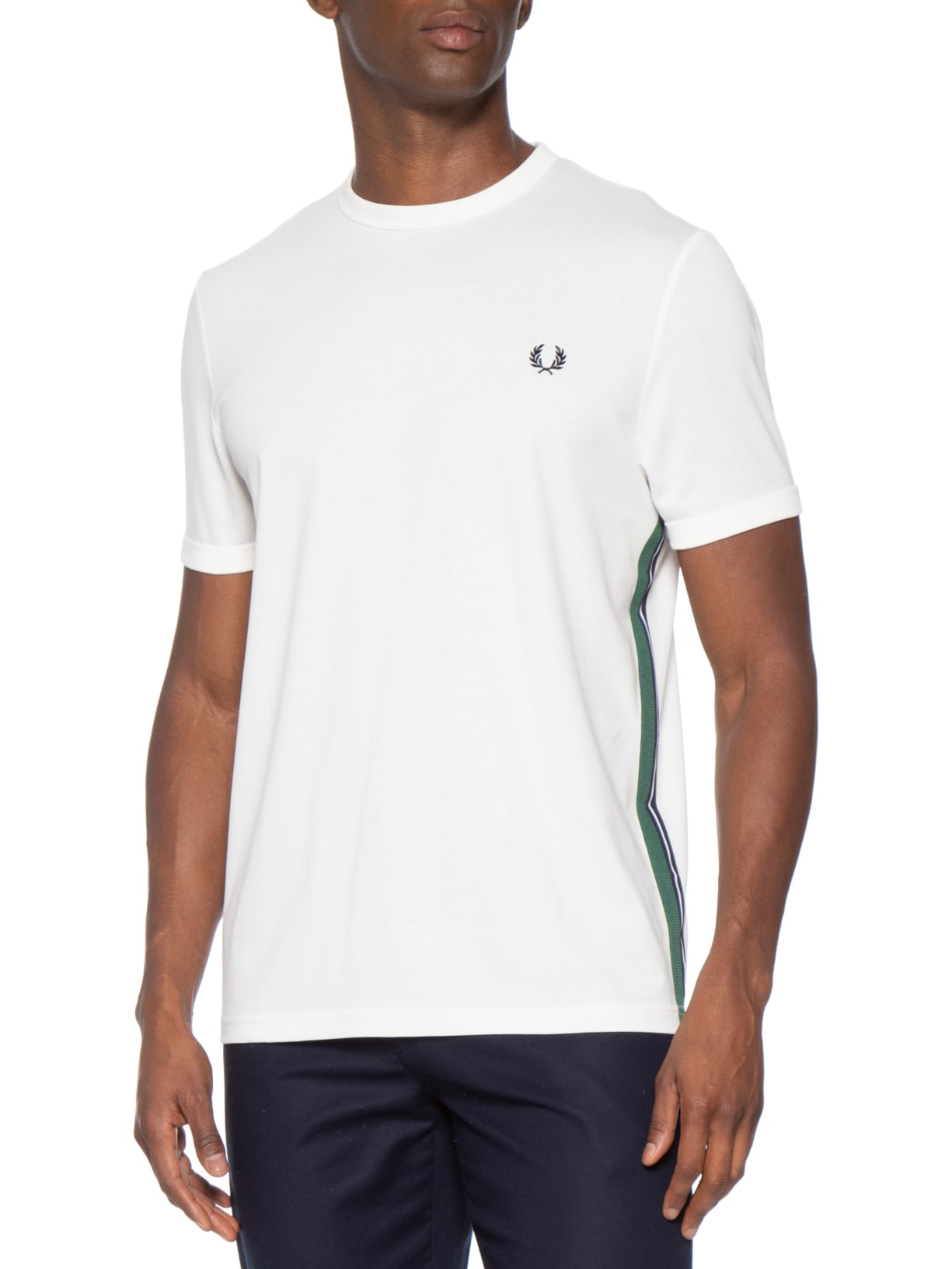 Camiseta Masculina Stripe Tape Branco Fred Perry
