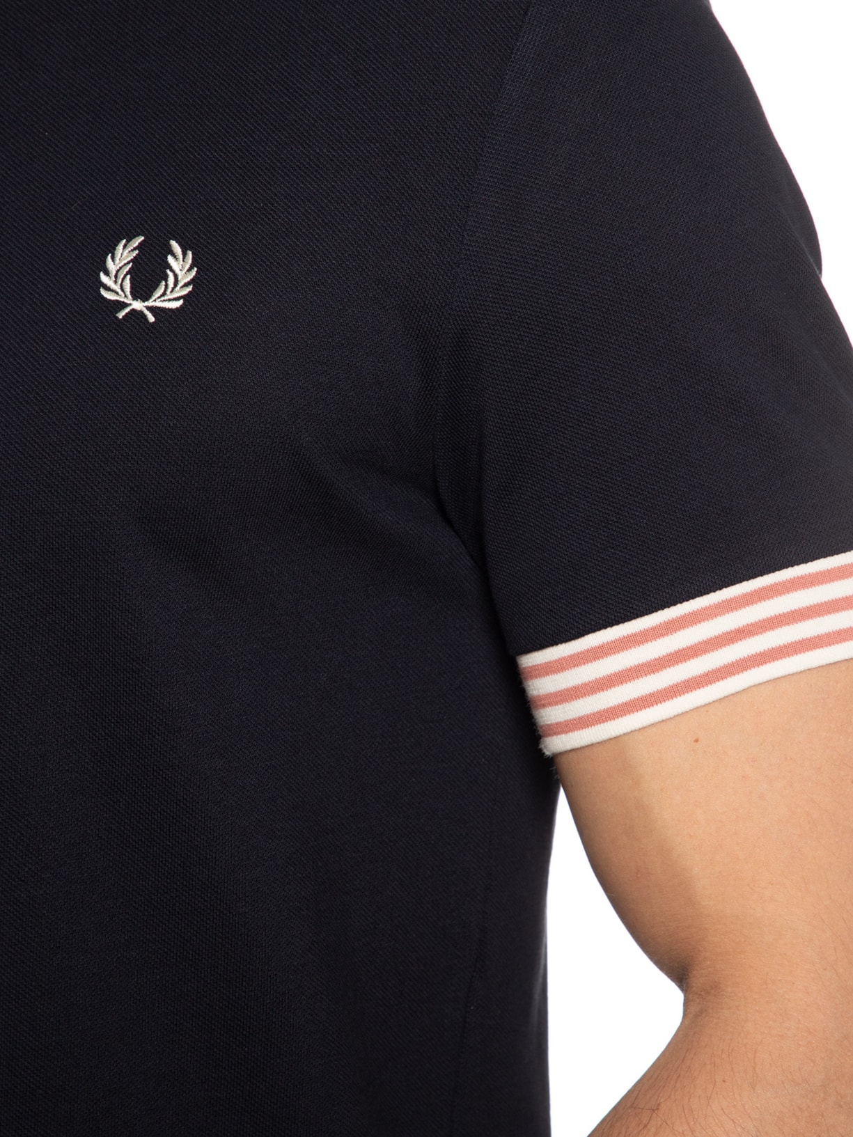 Camiseta Masculina Striped Cuff T-Shirt Azul Fred Perry