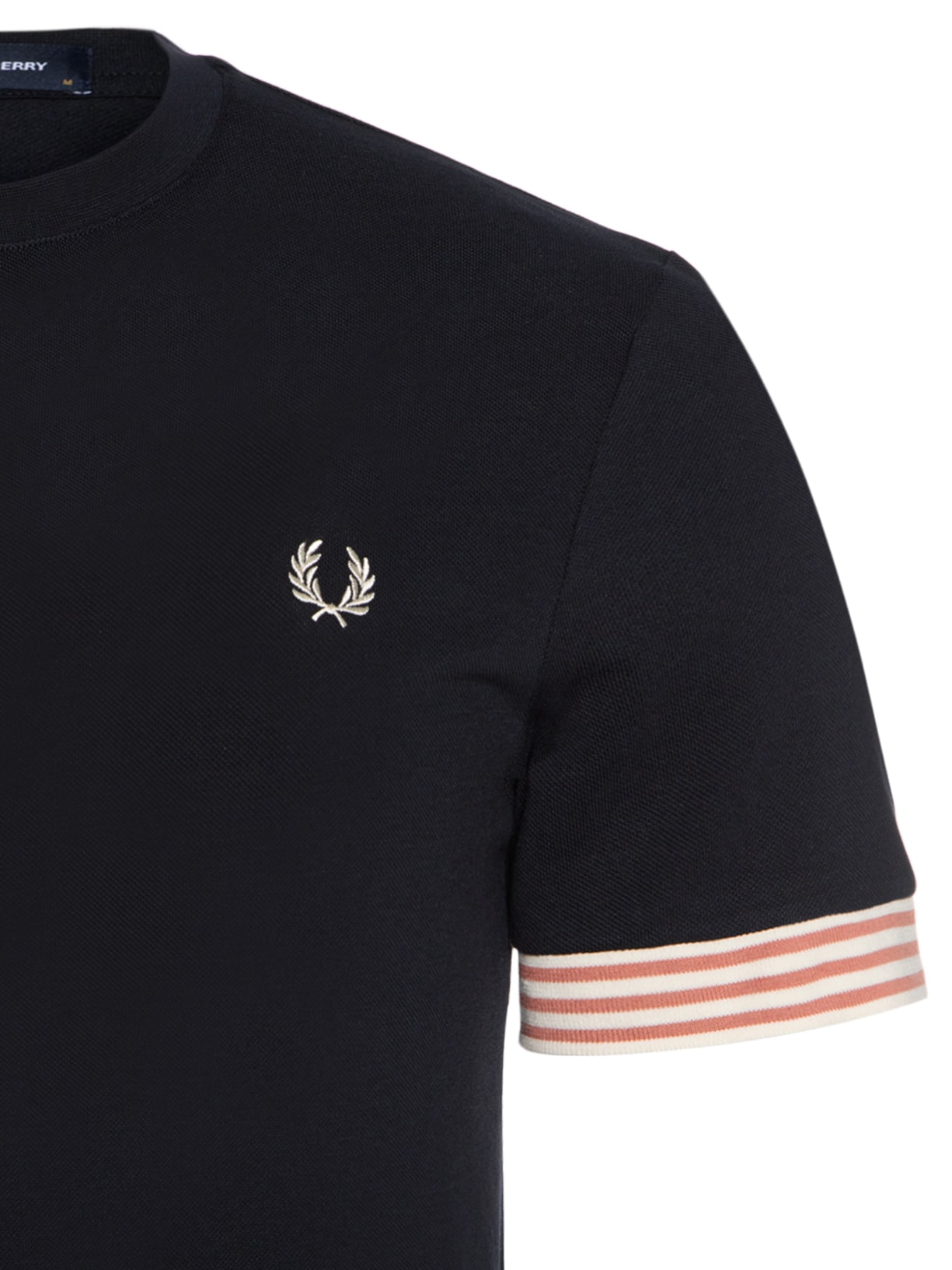 Camiseta Masculina Striped Cuff T-Shirt Azul Fred Perry