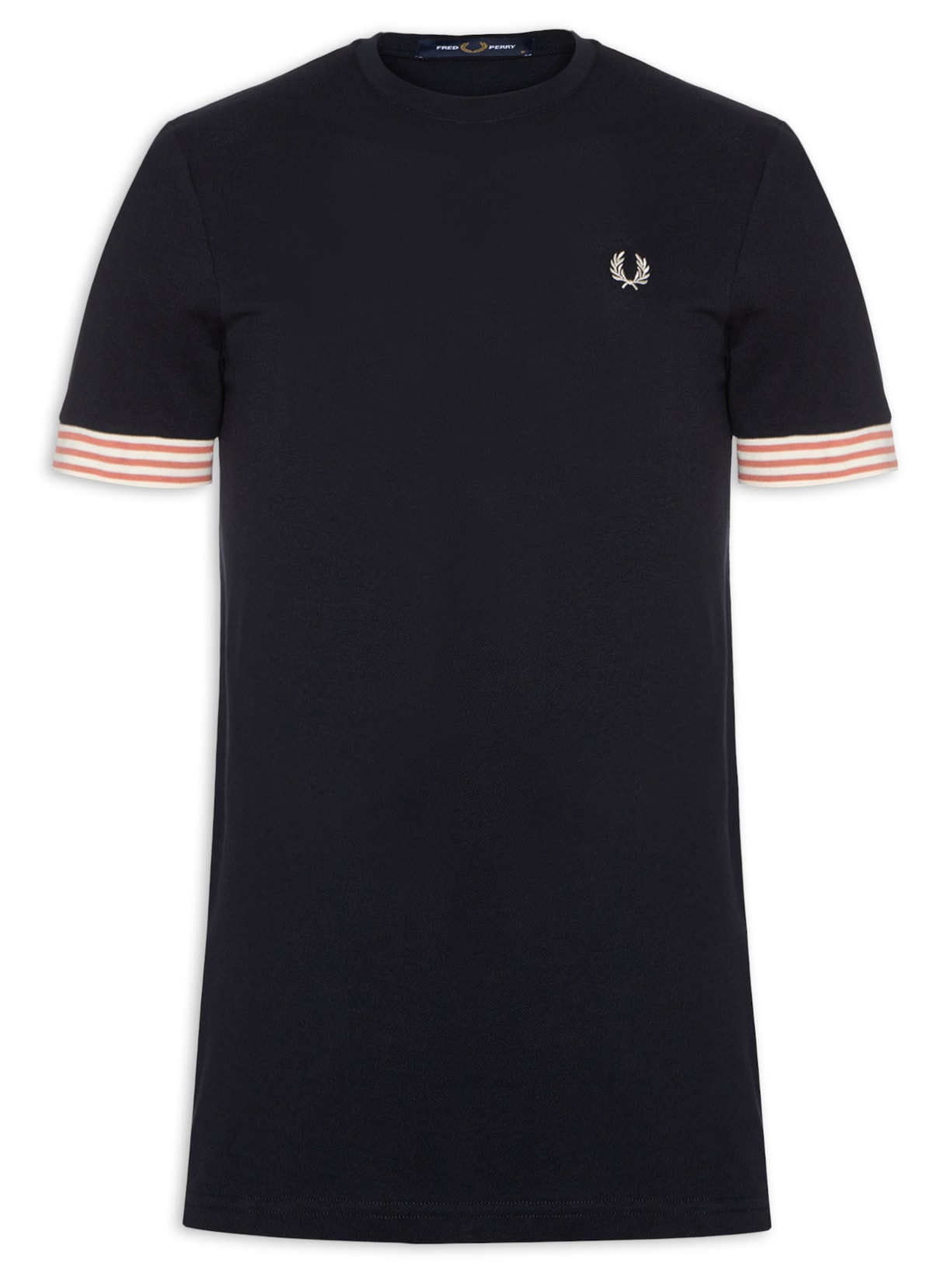 Camiseta Masculina Striped Cuff T-Shirt Azul Fred Perry