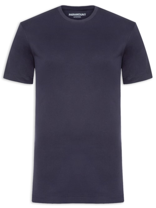Camiseta Masculina Suedine Pima Gola Careca Manga Curta - Azul