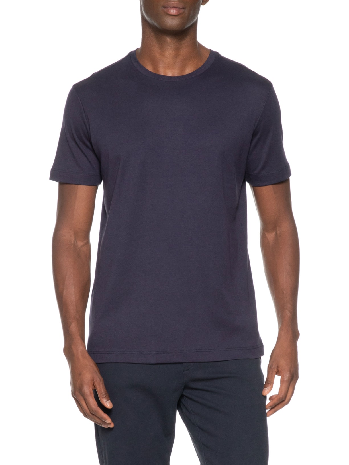 Camiseta Masculina Suedine Pima Gola Careca Manga Curta Azul Paramount Alfaiataria