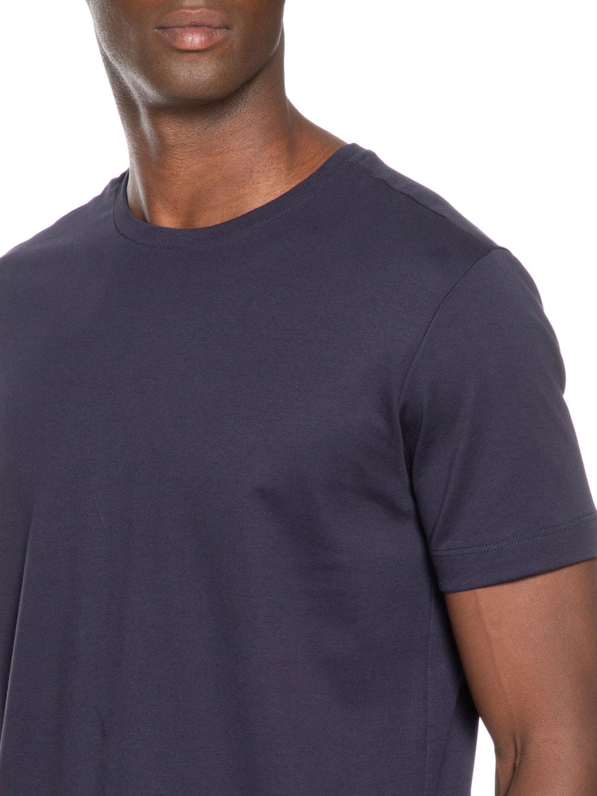 Camiseta Masculina Suedine Pima Gola Careca Manga Curta Azul Paramount Alfaiataria