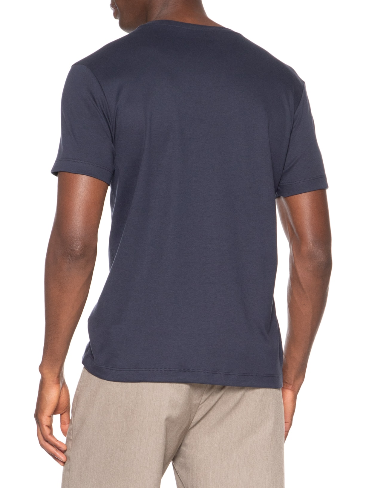 Camiseta Masculina Suedine Pima Gola Careca Manga Curta Azul Paramount Alfaiataria