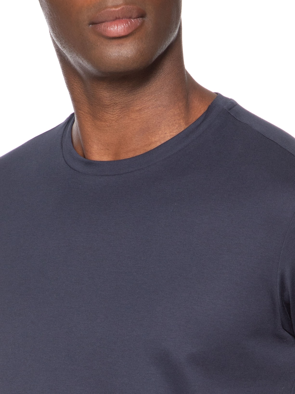 Camiseta Masculina Suedine Pima Gola Careca Manga Curta Azul Paramount Alfaiataria