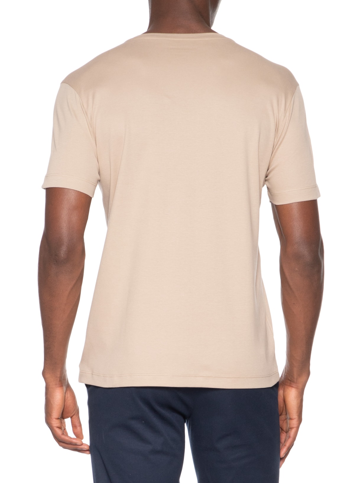 Camiseta Masculina Suedine Pima Gola Careca Manga Curta Bege Paramount Alfaiataria