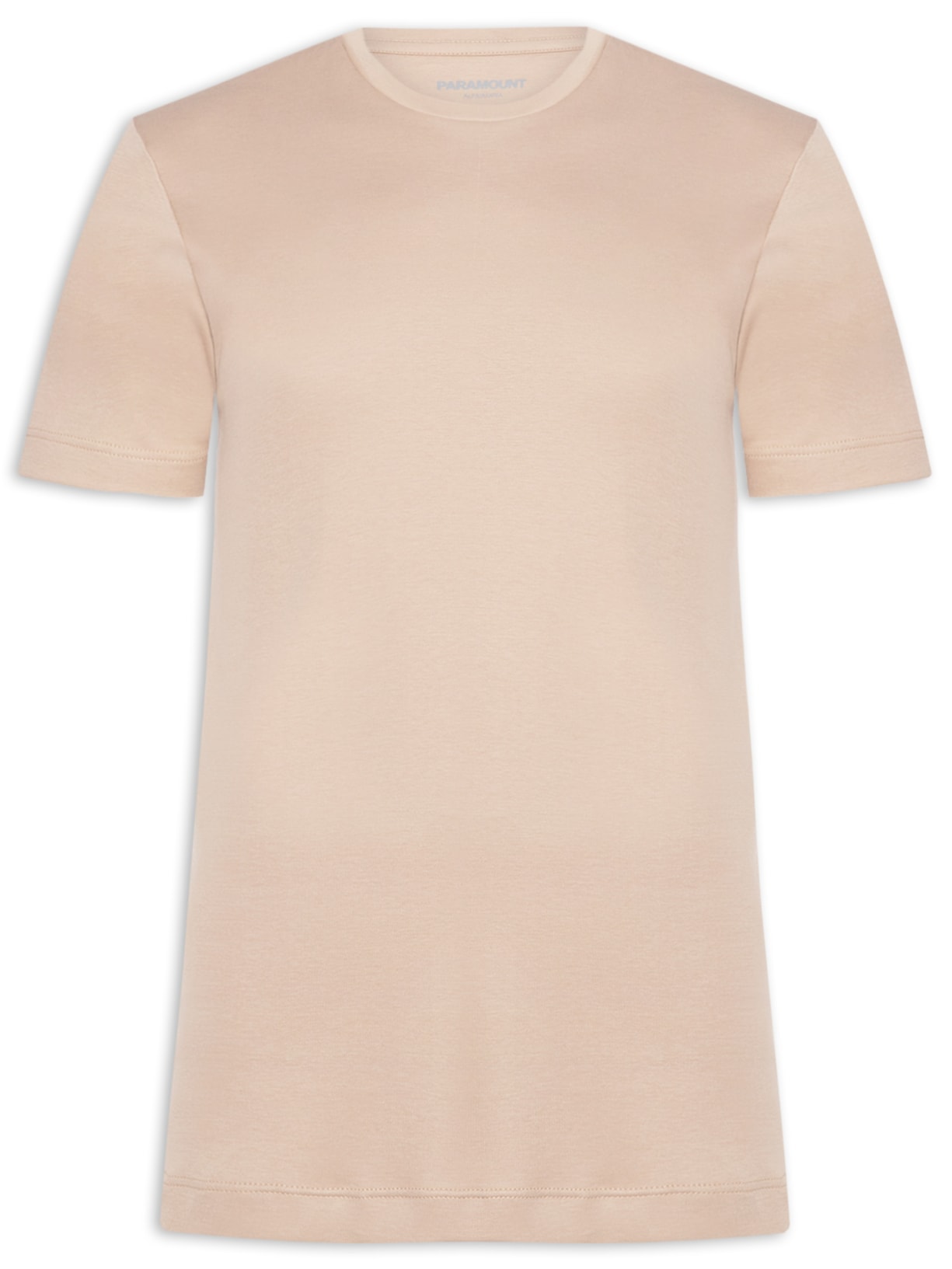 Camiseta Masculina Suedine Pima Gola Careca Manga Curta Bege Paramount Alfaiataria
