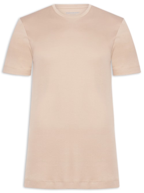 Camiseta Masculina Suedine Pima Gola Careca Manga Curta - Bege