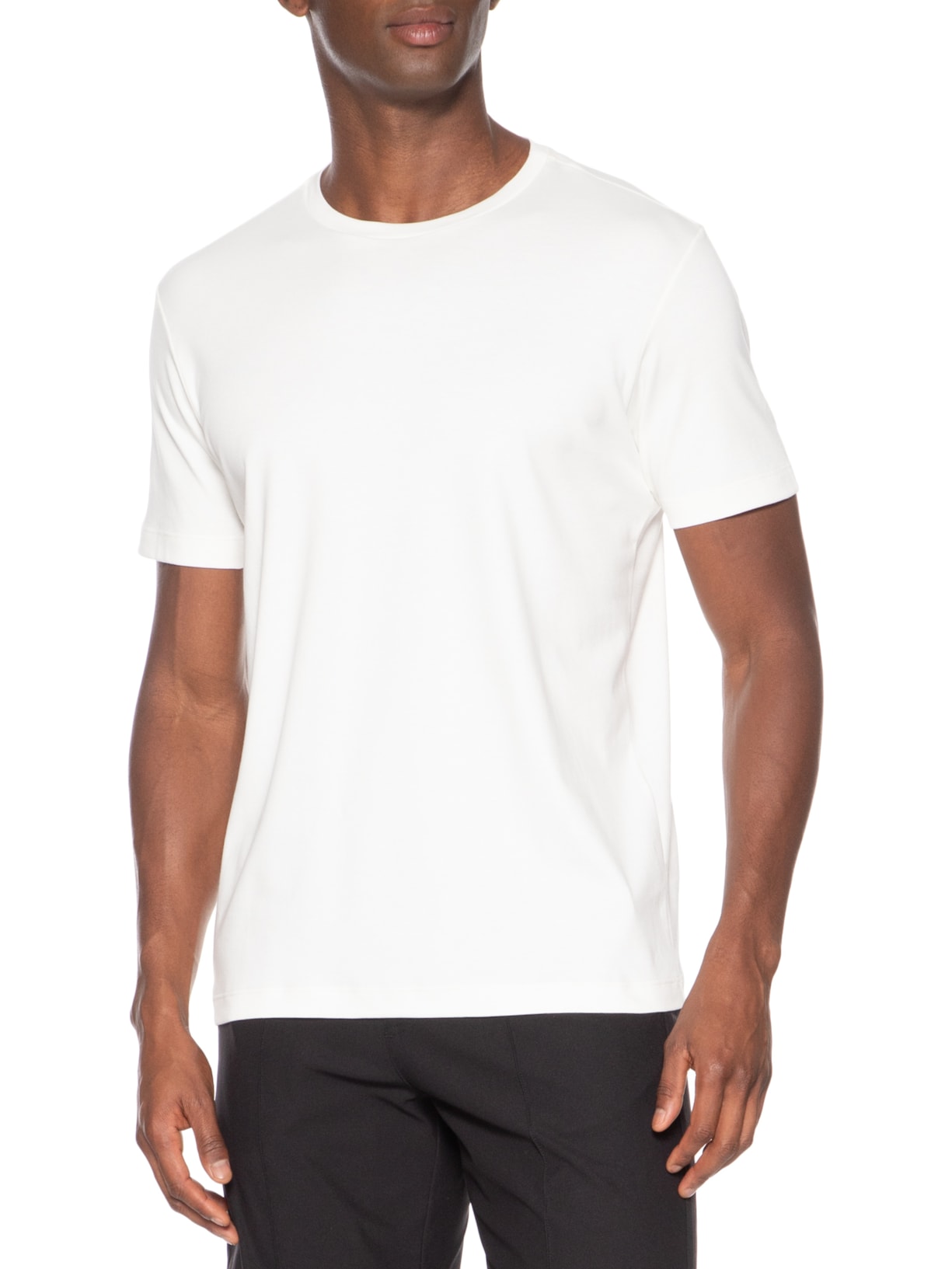 Camiseta Masculina Suedine Pima Gola Careca Manga Curta Branco Paramount Alfaiataria